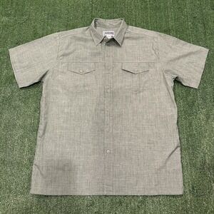 Haband Shirt Mens Large Green‎ Short Sleeve Button Up Cotton Blend